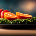 An image that showcases the vibrant hues and textures of raw food, capturing a platter of crisp green kale leaves, juicy red tomatoes, vibrant orange carrots, and luscious yellow mango slices