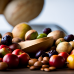 An image showcasing a vibrant and diverse assortment of whole fruits, vegetables, nuts, and seeds