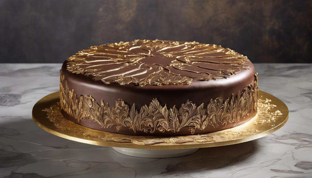 decadent gold leaf chocolate cake