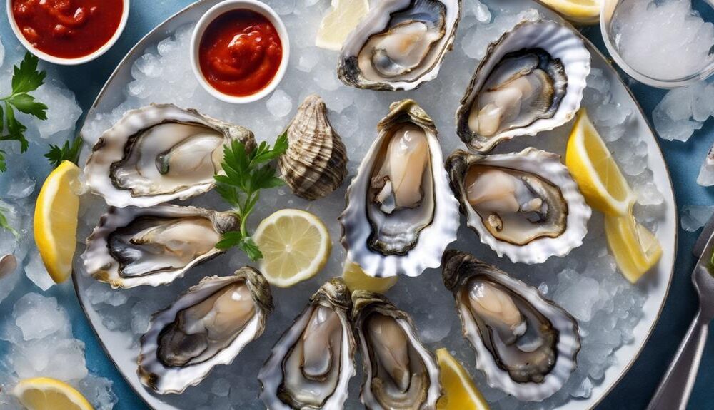 delicious raw oysters served