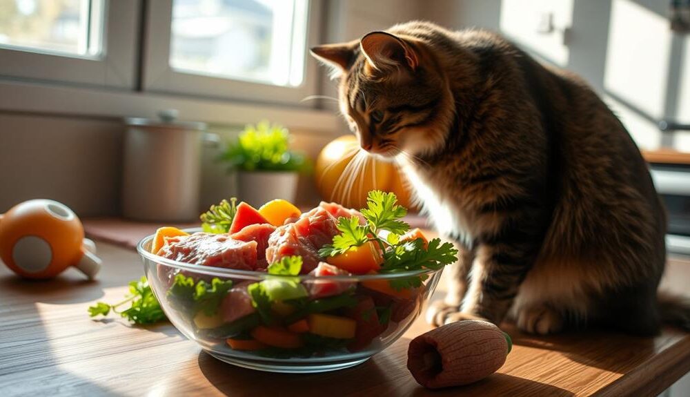 encouraging cat raw diet