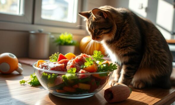 encouraging cat raw diet