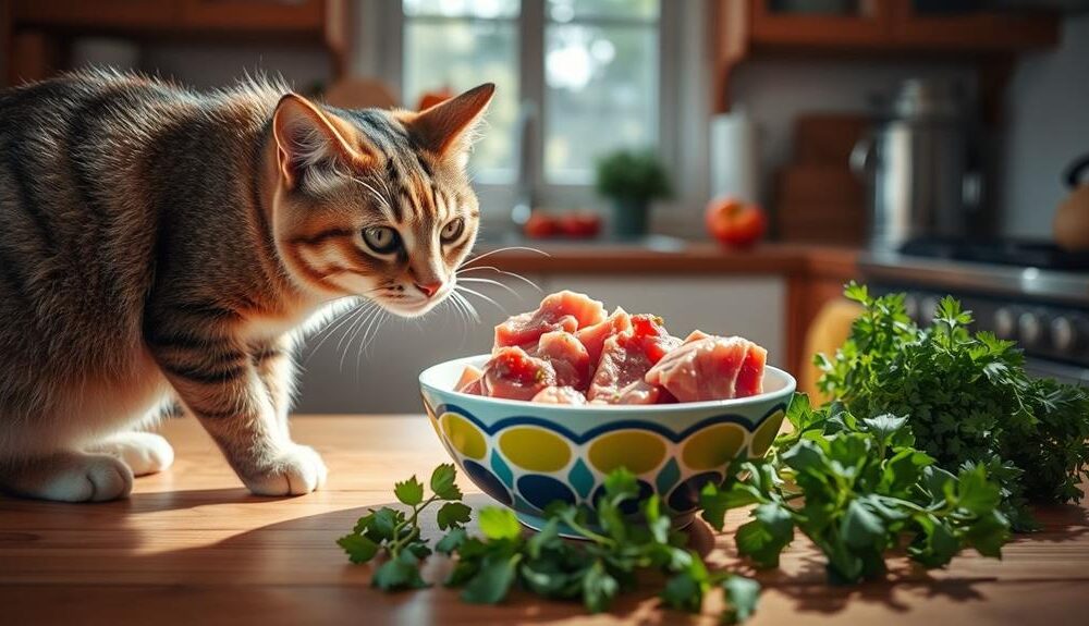 encouraging cats to eat raw