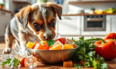 puppies and frozen raw food