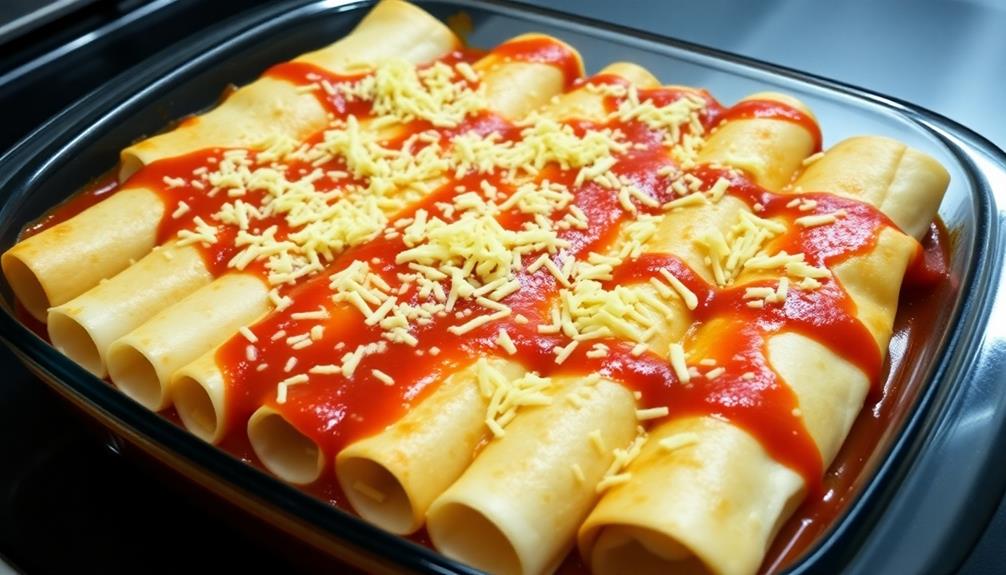 arrange enchiladas in dish