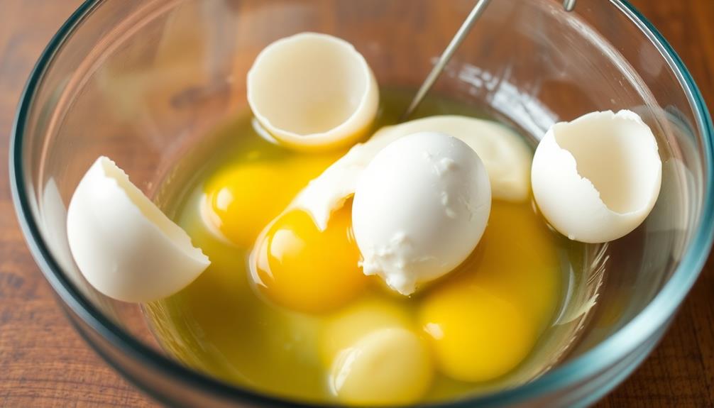 crack eggs into bowl