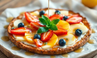 fruit topped raw breakfast pizza