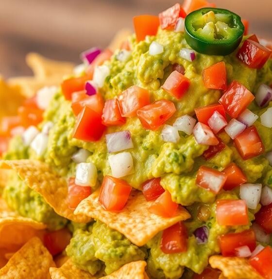 guacamole topped raw nachos