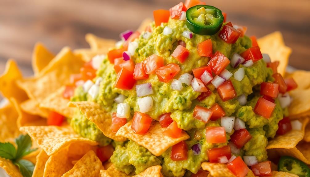 guacamole topped raw nachos