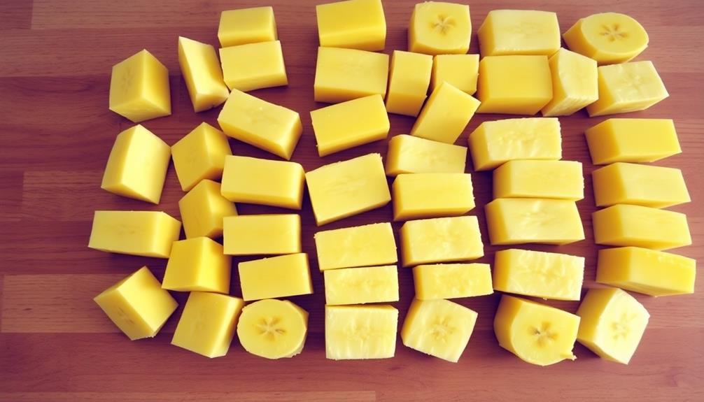 peel cut chunk bananas