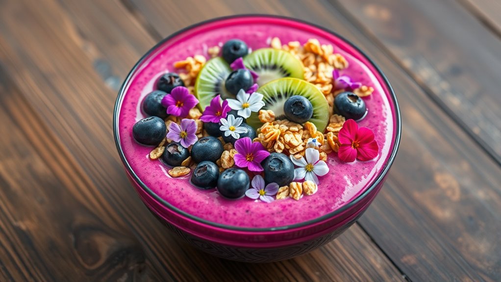 artful colorful smoothie presentation