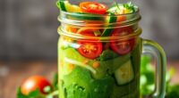 blended salad and smoothie