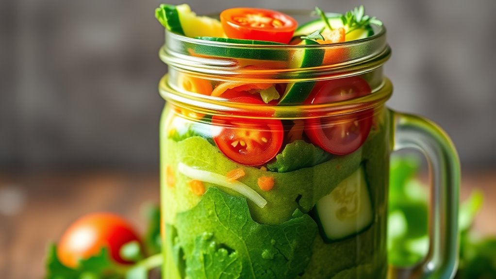 blended salad and smoothie