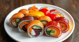 colorful fruit veggie sushi