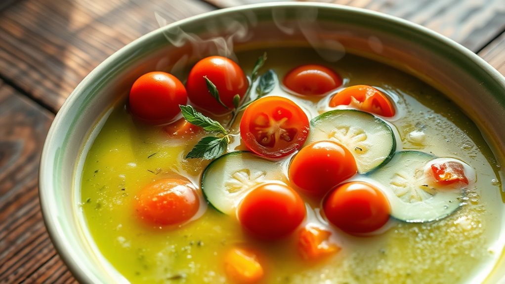 raw soup transforms into meal