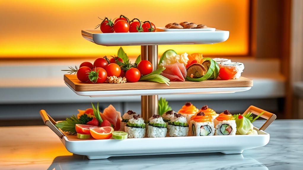 elegant multi tier appetizer displays