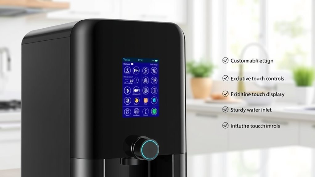 touch display water ionizer selection