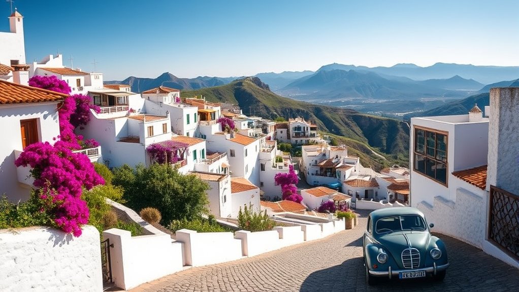 scenic white village roadtrip