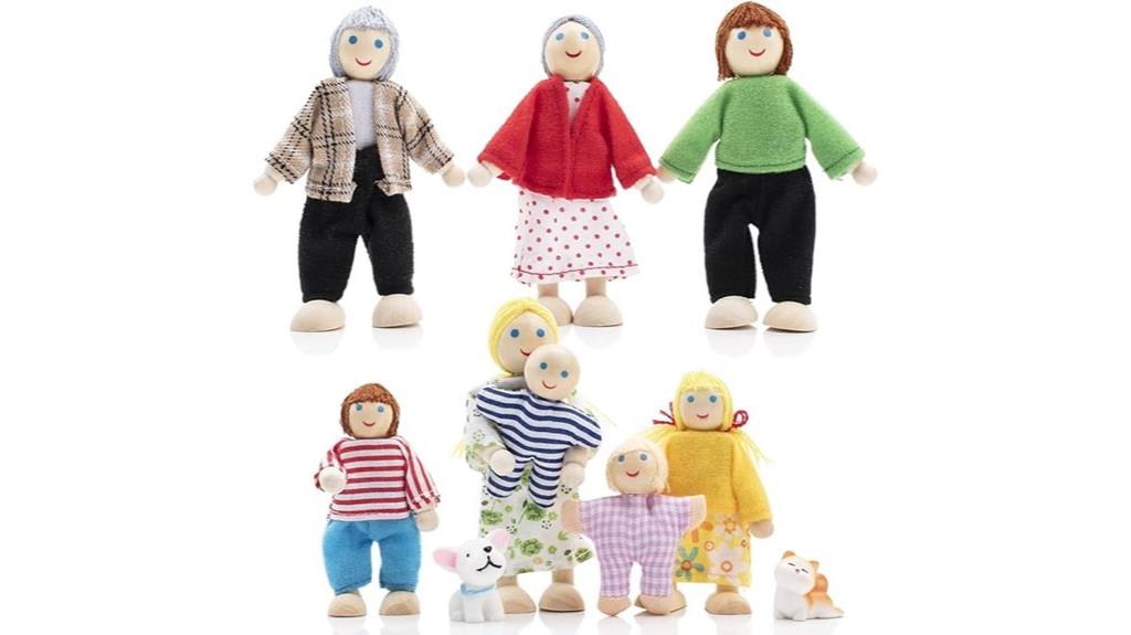 wooden doll house set