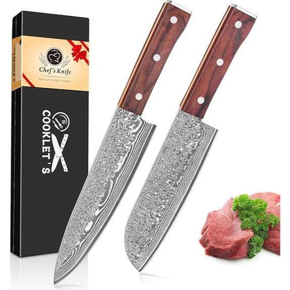 COOKLET'S 2-Piece Damascus Kitchen Knife Set