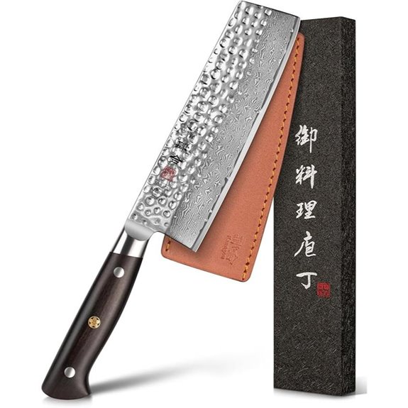 7-Inch Damascus Nakiri Knife with Ebony Handle
