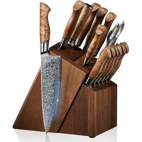 SENKEN 16-Piece Damascus Knife Set with Block