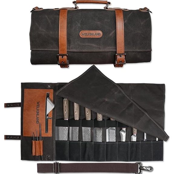 WELKINLAND 13-Pocket Waxed Canvas Knife Roll Bag