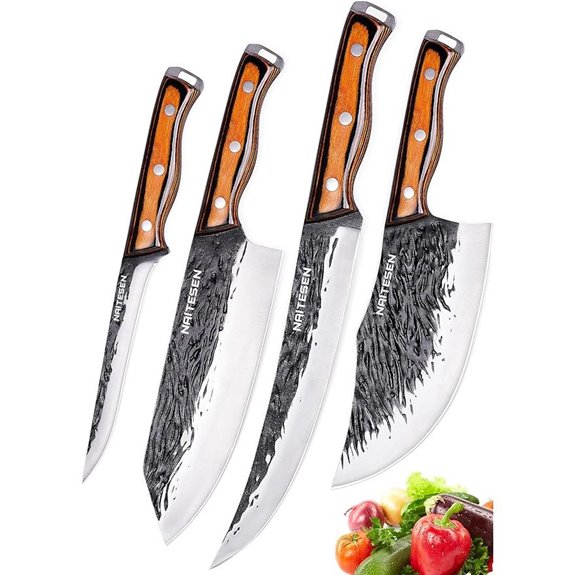 4PCS Hand Forged Kitchen and Butcher Knife Set