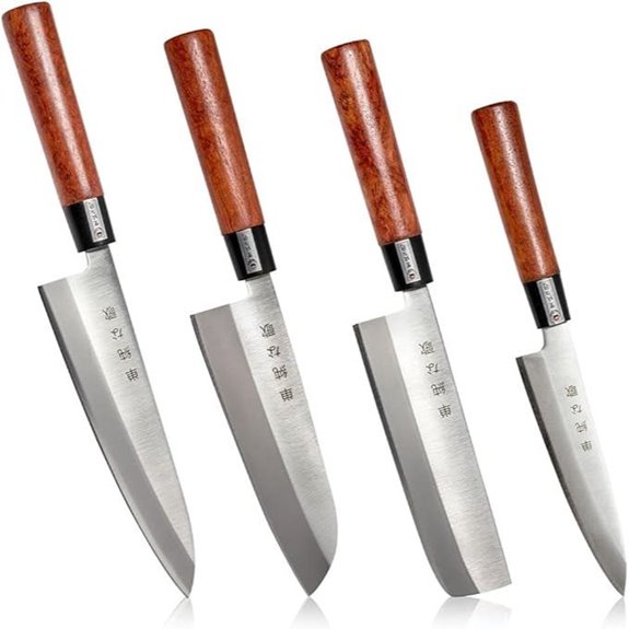 Japanese Chef Knife Set - Gyuto Santoku Nakiri Petty