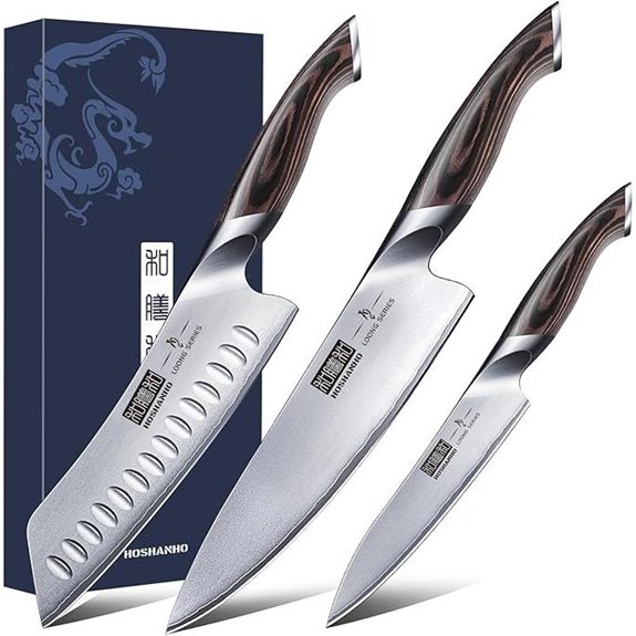 HOSHANHO 3-Piece Japanese High Carbon Kitchen Knife Set