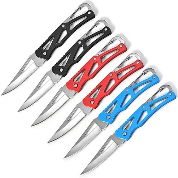Stainless Steel Folding Knife Set with Key Rings (6 Pack)