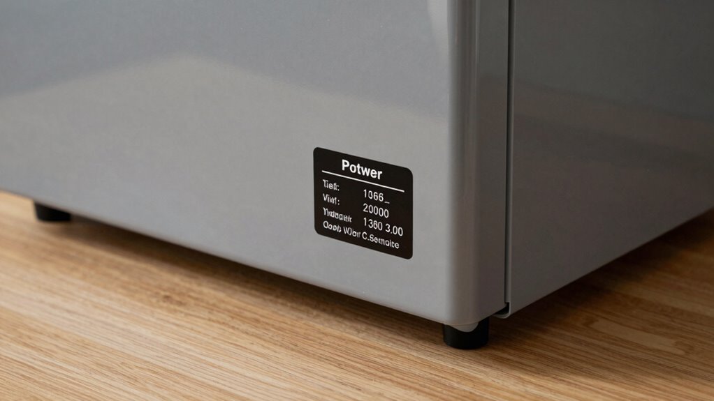 locate fridge power specifications