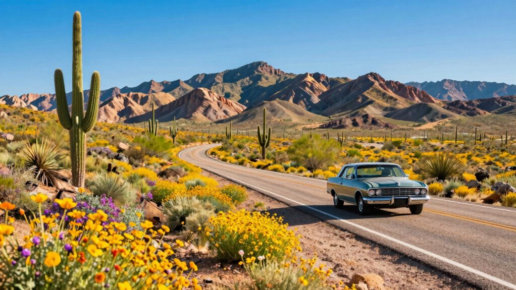 colorful desert road trip