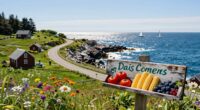 farm stands and coastline