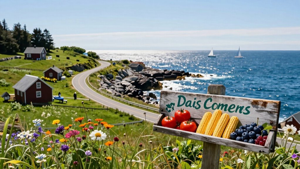 farm stands and coastline
