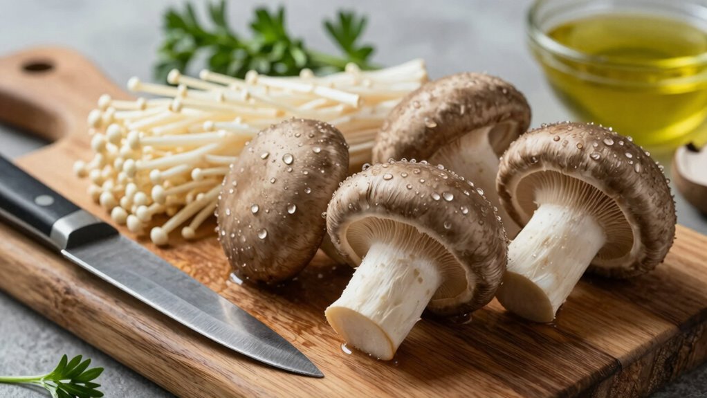 mushroom slicing and handling