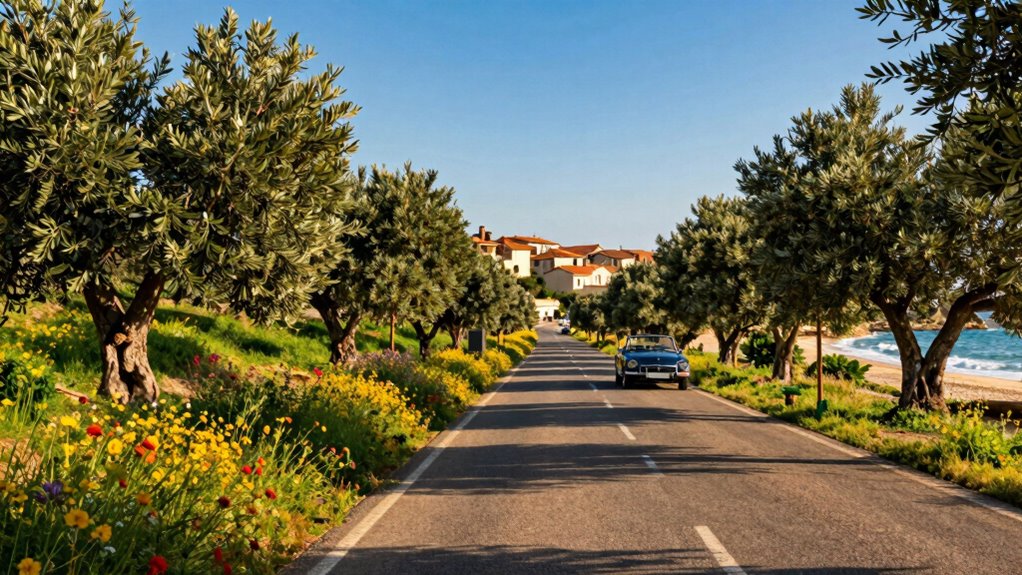 olive groves and coastlines