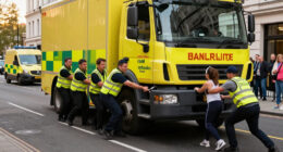London Ambulance Teams Pull 14-Tonne Truck In Huge Show Of Strength For Charity - London Ambulance Service NHS Trust